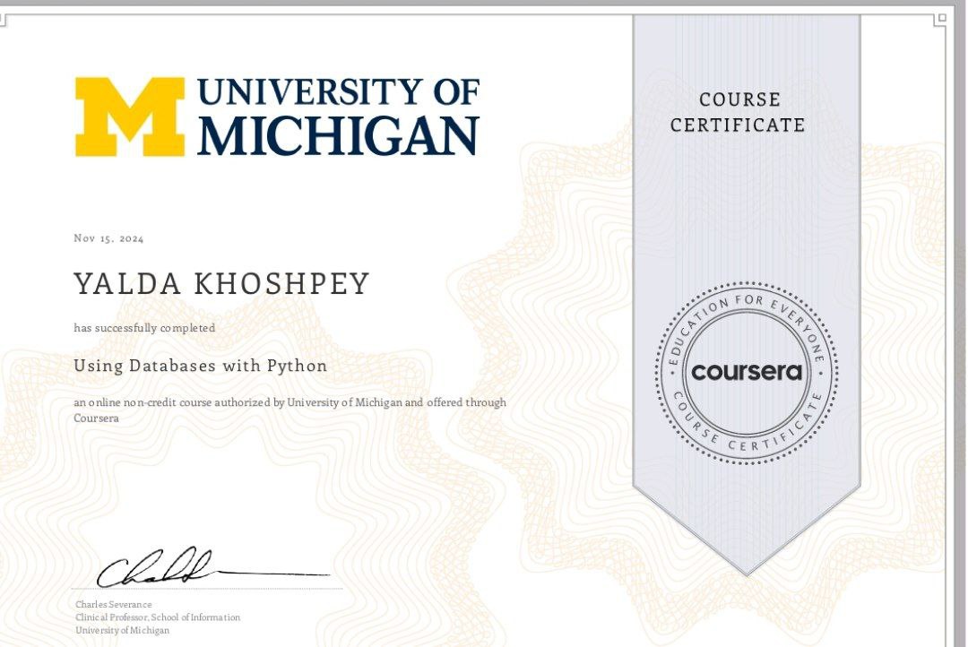 Using Databases with Python Certificate